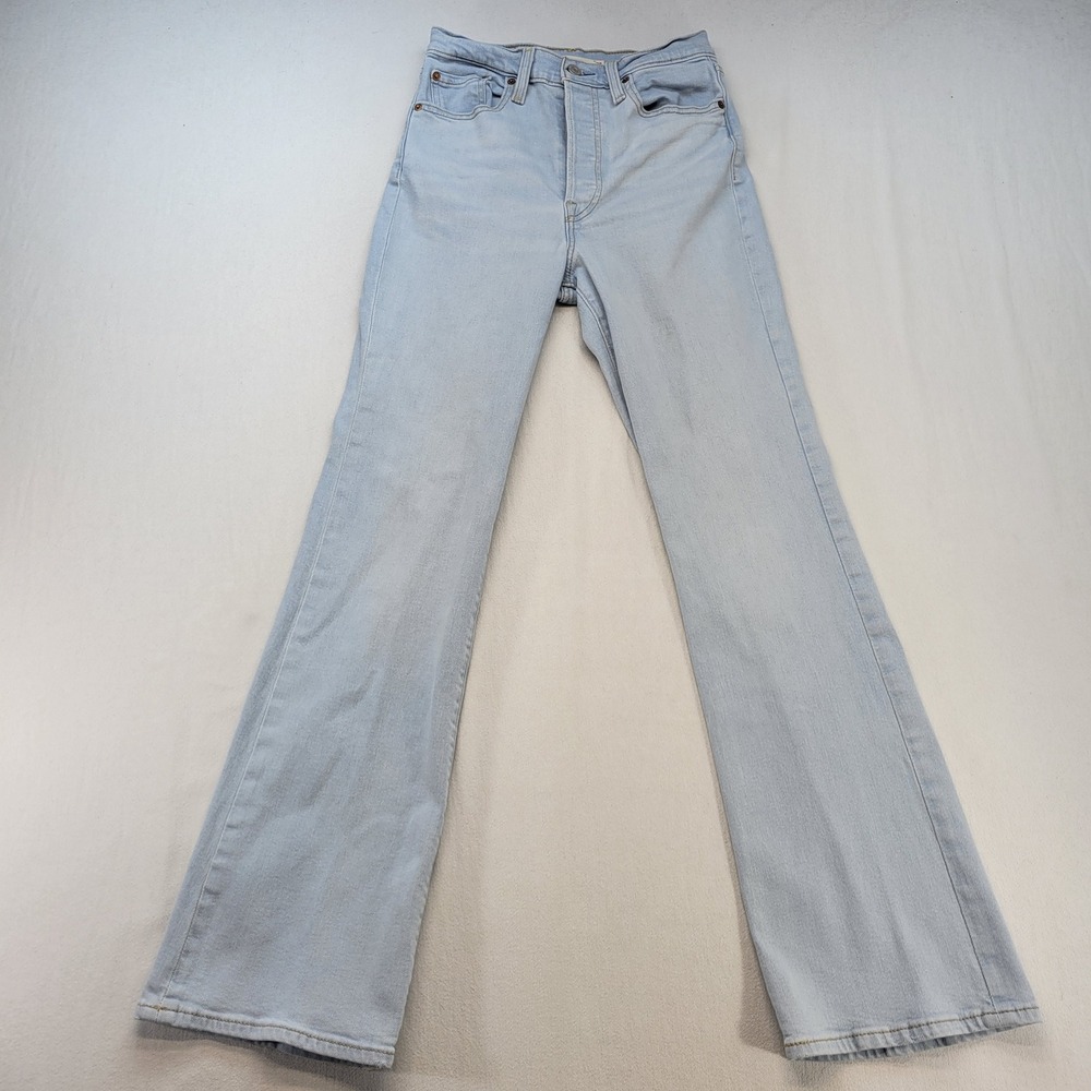 Levis Ribcage Boot Jeans Womens 28 Light Wash Blue High Rise Denim